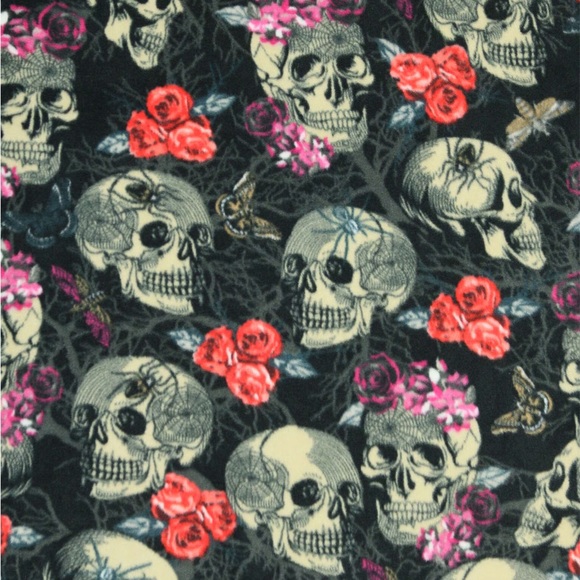 Handmade Skull Rose Spider Goth Print Anti-Pill Fleece Scarf Black Red Purple - Picture 7 of 10